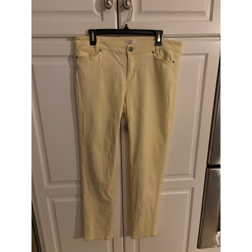 J. Jill Slim Boyfriend‎ Straight Leg Jeans Pale Yellow Cotton Stretch Womens 12